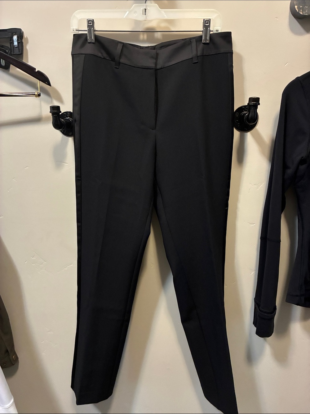 White House Black Market Black Tuxedo Stripe Straight-Leg Dress Pants